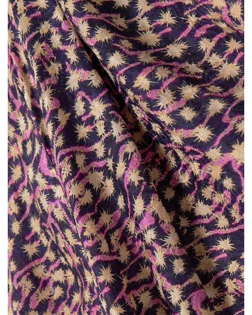 Isabel Marant Purple Ulani Asymmetric Gathered Crepe Midi Dress