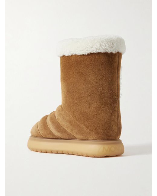 Bottines Matelassées En Daim À Finitions En Peau Lainée Gaia Moncler en coloris Natural
