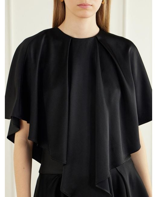 Stella McCartney Black Gathered Satin Mini Dress