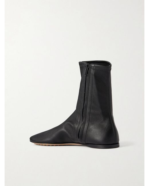 Bottega Veneta Black Cherry Leather Ankle Boots