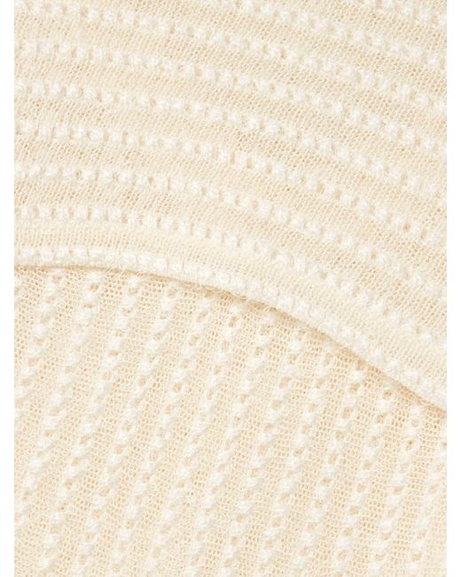 Khaite White Thora Pointelle-Knit Midi Dress
