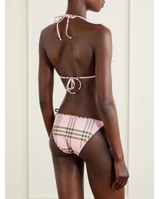 Burberry Natural Sadie Checked Bikini Top