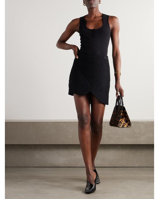 Ferragamo Black Ribbed Cotton Tank