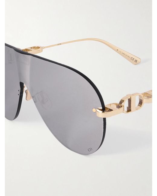 Dior Gray Cd Chain M2U Rimless Aviator-Style-Tone Sunglasses