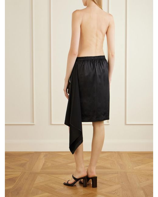 Courreges Black Logo-Appliqué Crinkled-Satin And Organza Bodysuit