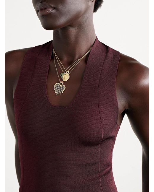 Yvonne Léon Natural Minaudière Coeur 9- And 18-Karat, Agate And Diamond Necklace