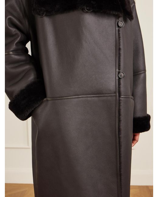 Totême  Black Paneled Shearling Coat