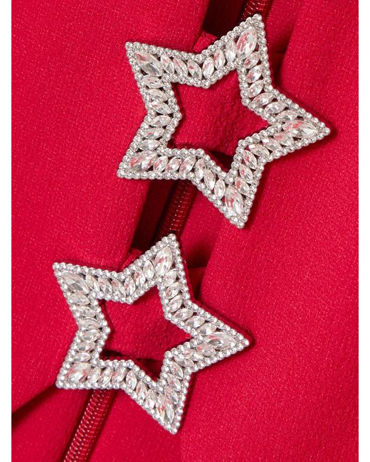 Rebecca Vallance Red Akari Cutout Crystal-Embellished Cady Mini Dress