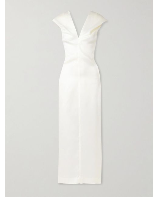 Khaite White Ima Midikleid Aus Seidengazar Mit Raffungen