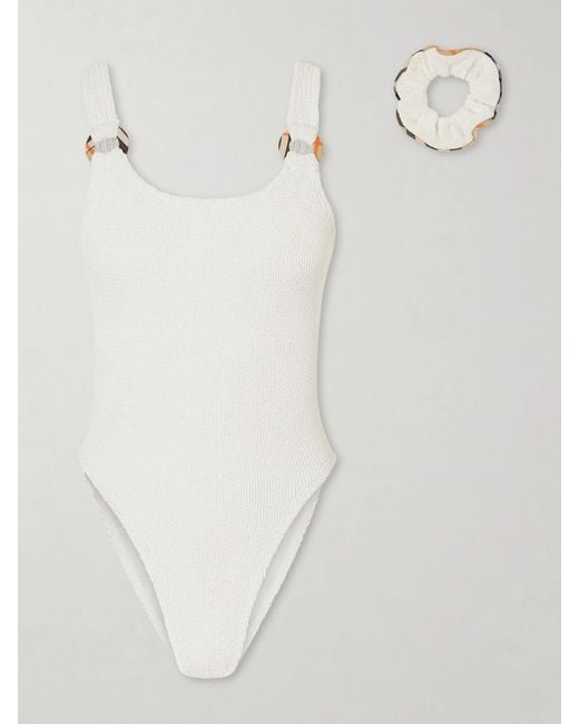 Burberry White Hunza G Domino Original Crinkle Swimsuit