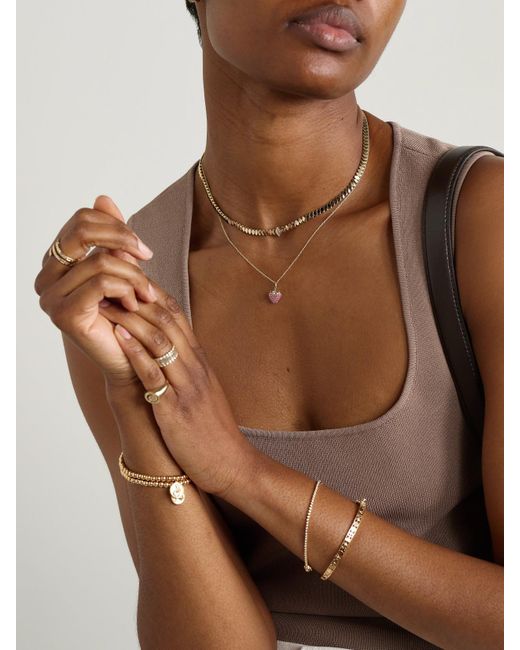Sydney Evan Natural Strawberry Kette Aus 14 Karat Mit Rubinen