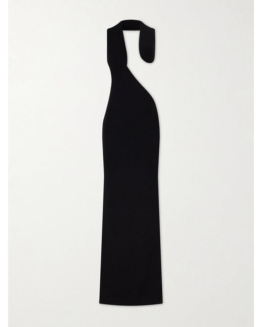 Tom Ford Black Asymmetric Open-Back Jersey Gown