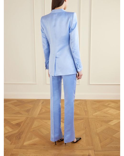 Tom Ford Blue Cotton And Silk-Blend Duchesse-Satin Blazer
