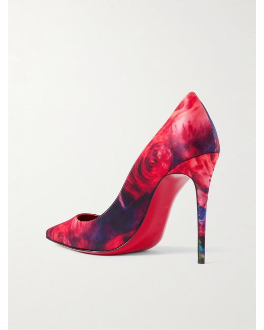 Christian Louboutin Pink Kate 100 Floral-Print Satin-Crepe Pumps