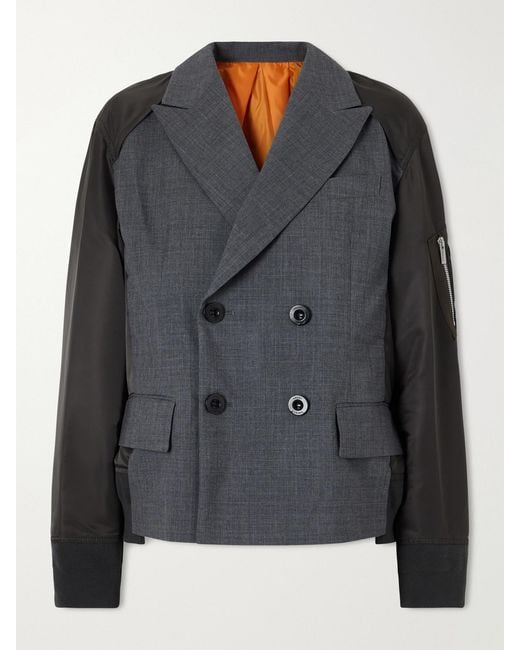 Sacai Black Shell-Trimmed Wool Blazer