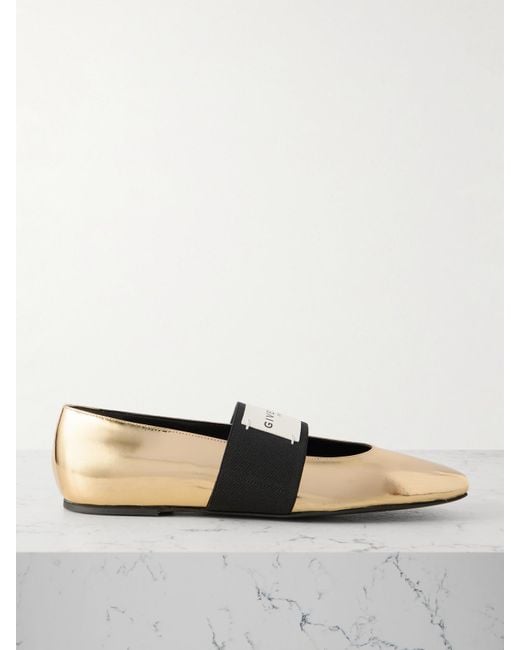 Ballerines En Cuir Effet Miroir À Logo Givenchy en coloris Metallic