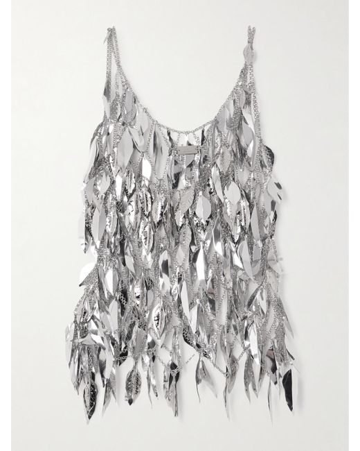Rabanne White Tanktop Aus Metall-Mesh