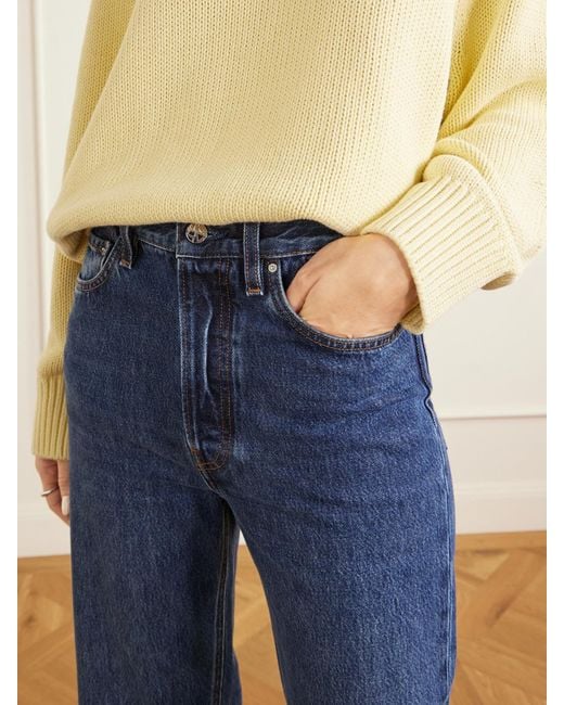 Totême  Blue Logo-Appliquéd Mid-Rise Straight-Leg Jeans