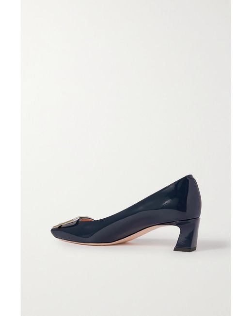 Roger Vivier Blue Decollete Trompette 45 Patent-Leather Pumps