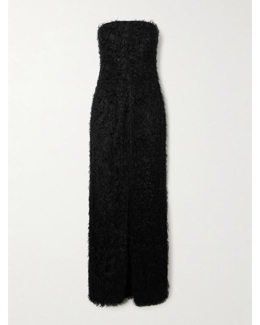 Totême Black Strapless Fil Coupé Maxi Dress