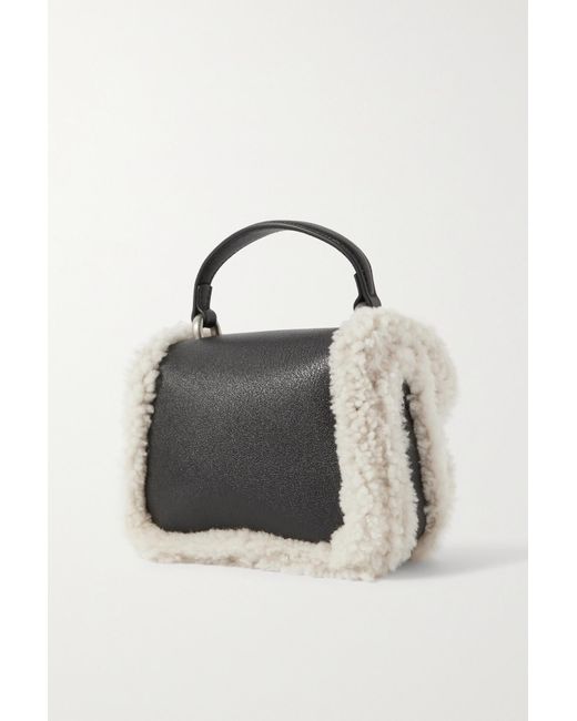 GUCCI Dionysus mini shearling-trimmed textured-leather tote