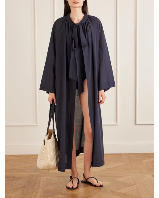 Les Vacances d'Irina Blue Liquid Summer Cotton-Voile Kaftan