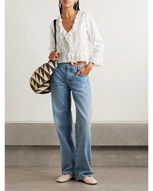 Doen White Eldoris Lace-Trimmed Pintucked Organic Cotton-Voile Blouse