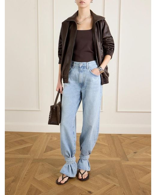 Agolde Blue Belted Straight-Leg Jeans