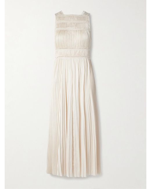 Ulla Johnson Natural Elle Midikleid Aus Plissiertem Satin