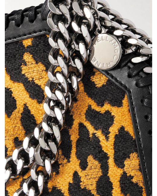 Sac À Main En Mailles Jacquard À Motif Léopard Falabella Mini Stella McCartney en coloris Black