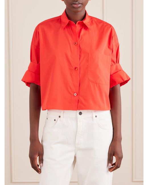 Twp Red Next Ex Cropped Cotton Shirt