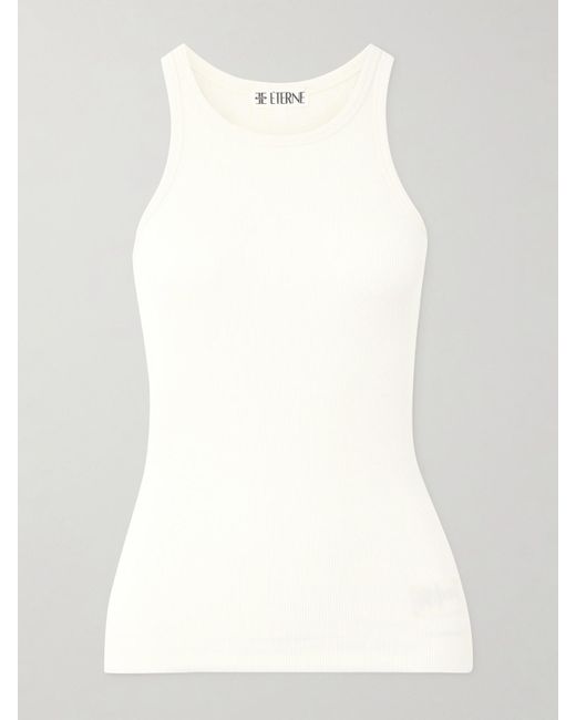 ÉTERNE White Tanktop Aus Geripptem Stretch-Jersey