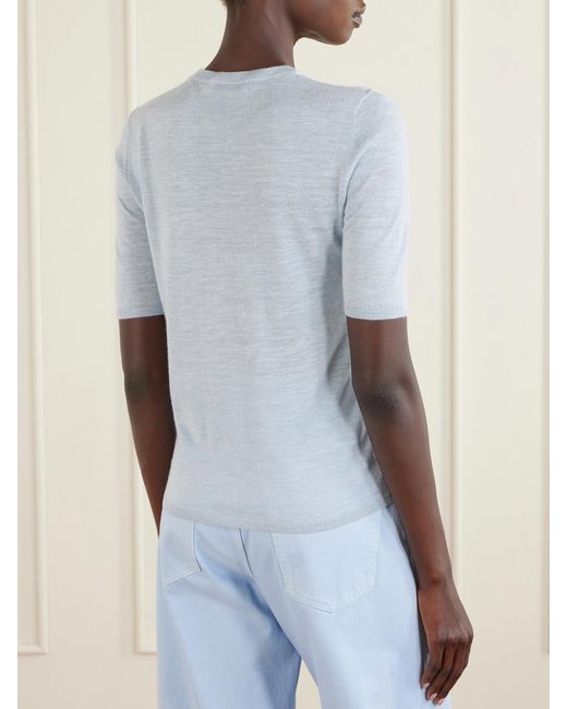 Gabriela Hearst Blue Chryse Cashmere, Silk And Hemp-Blend Sweater