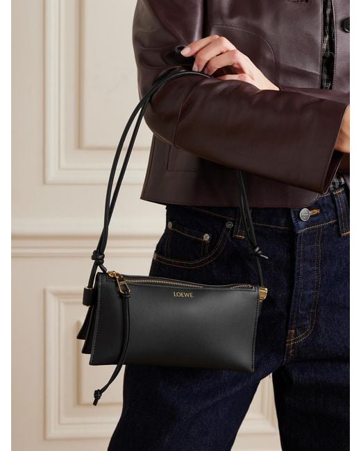 Loewe Black Joya Embellished Leather Shoulder Bag