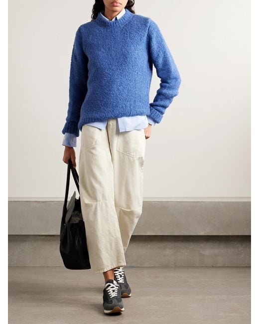 God's True Cashmere Blue Cloud Cashmere-Bouclé Sweater