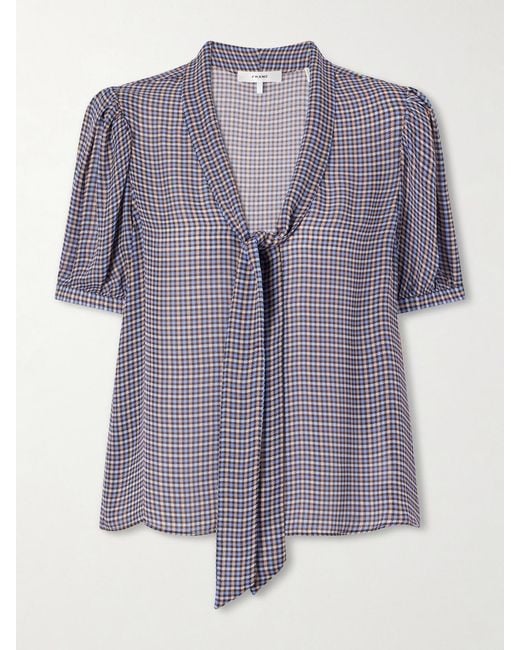 FRAME Purple The Sonnet Checked Silk Blouse