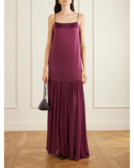 Anine Bing Purple Clementine Silk-Blend Voile Maxi Dress