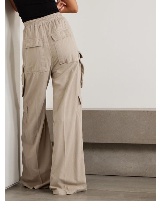 Rick Owens Natural Jumbo Belas Cotton-Twill Wide-Leg Cargo Pants