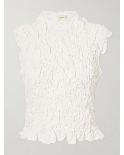 Heirlome Women's White Sloane Silk-Crepe Top