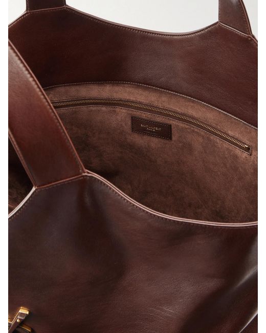 Saint Laurent Brown Icare Maxi Cassandre-Appliquéd Suede Tote
