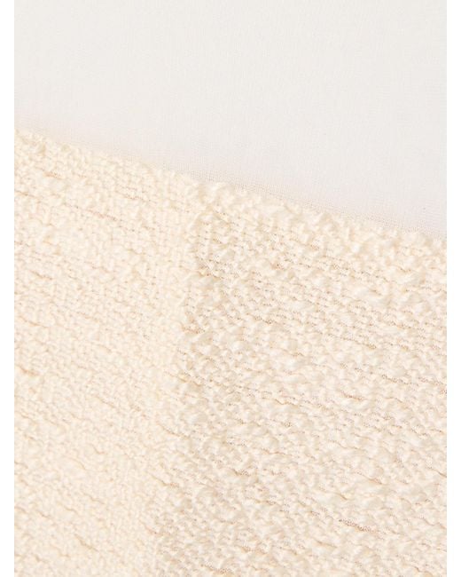 Khaite White Miriele Tweed-Paneled Knitted Maxi Dress