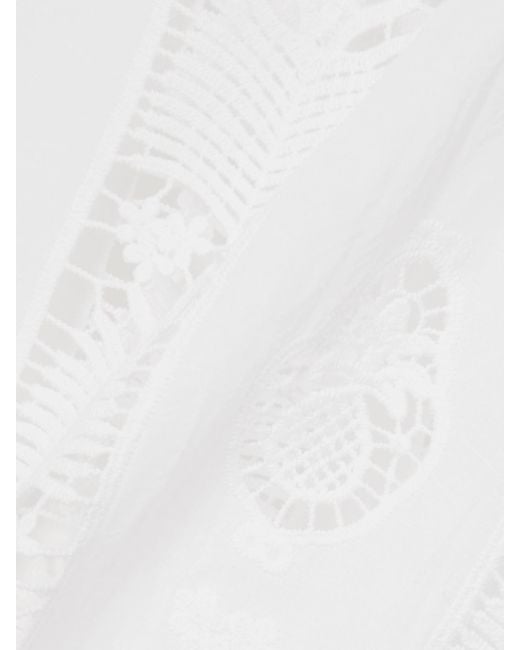 Mini-Robe En Voile De Coton Et En Dentelle À Broderies Elle Miguelina en coloris White