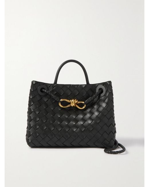 Bottega Veneta Black Andiamo Small Intrecciato Leather Tote