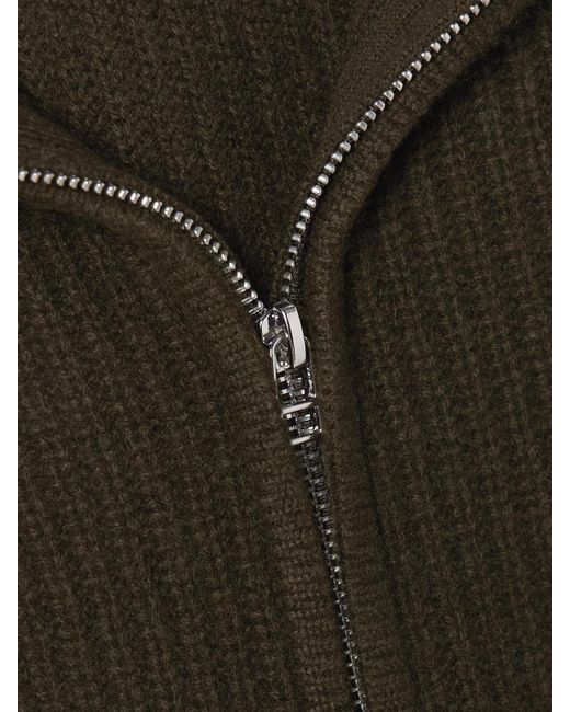 Staud Green Hampton Cropped Ribbed Cashmere Sweater