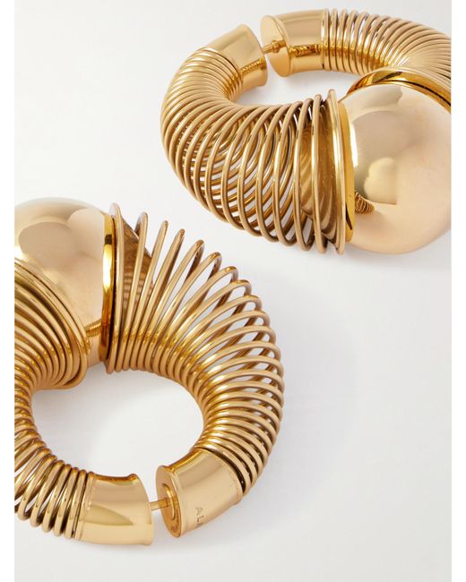 Alaïa White Tone Hoop Earrings