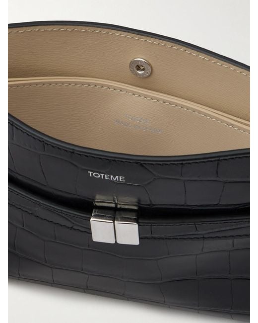 Totême White Belted Croc-Effect Leather Shoulder Bag