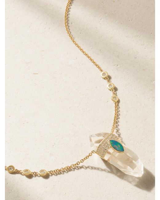 Jacquie Aiche Natural Kette Aus 14 Karat Mit Diamanten, Bergkristall Und Opal