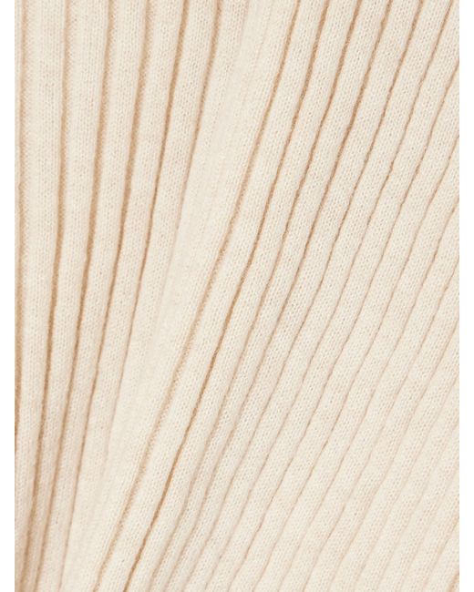 The Elder Statesman Natural Ribbed Cashmere Turtleneck Sweater