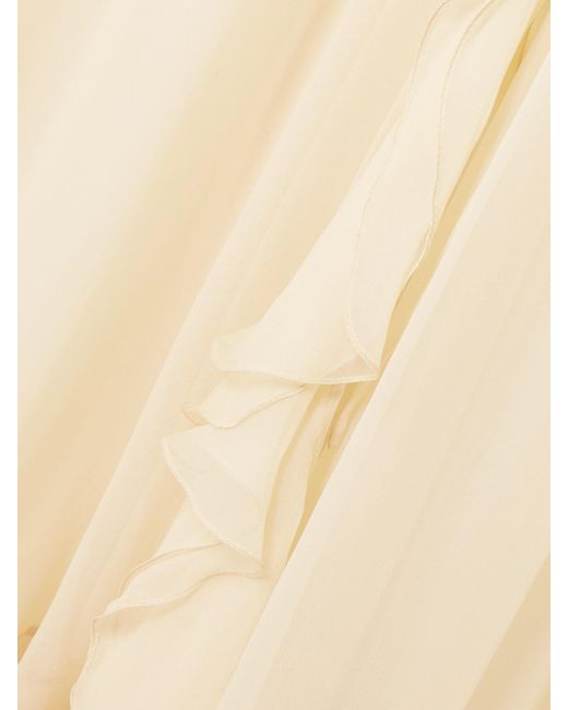 Sharon Wauchob Natural Abae Asymmetric Ruffled Silk-Mousseline Midi Dress