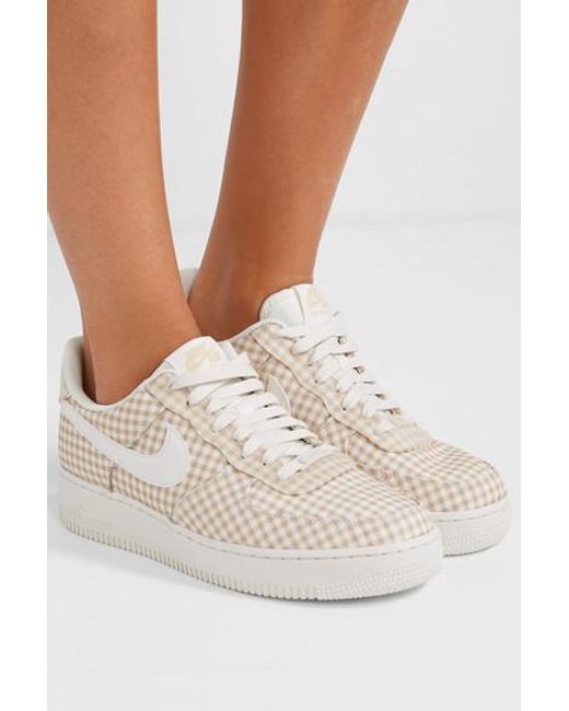 Nike Air Force 1 Leather And Pvc-trimmed Gingham Canvas Sneakers in Natural  | Lyst